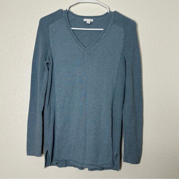 J. Jill Long Sleeve Blue V Neck Sweater Cotton Blend Small - Picture 1 of 5
